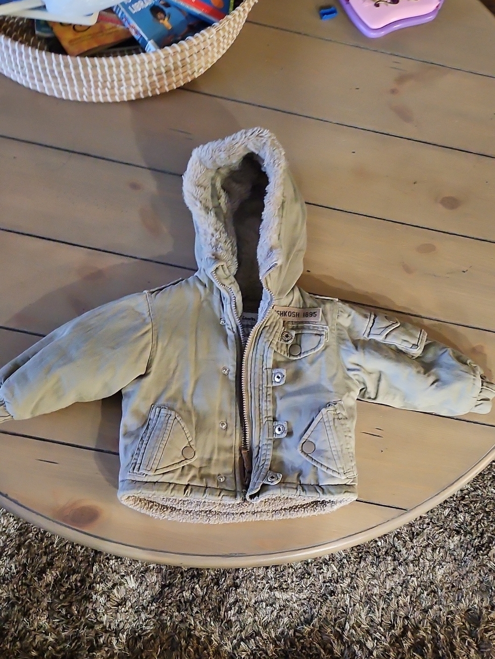 OshKosh B'gosh Hooded Puffer Jacket in Light Tan